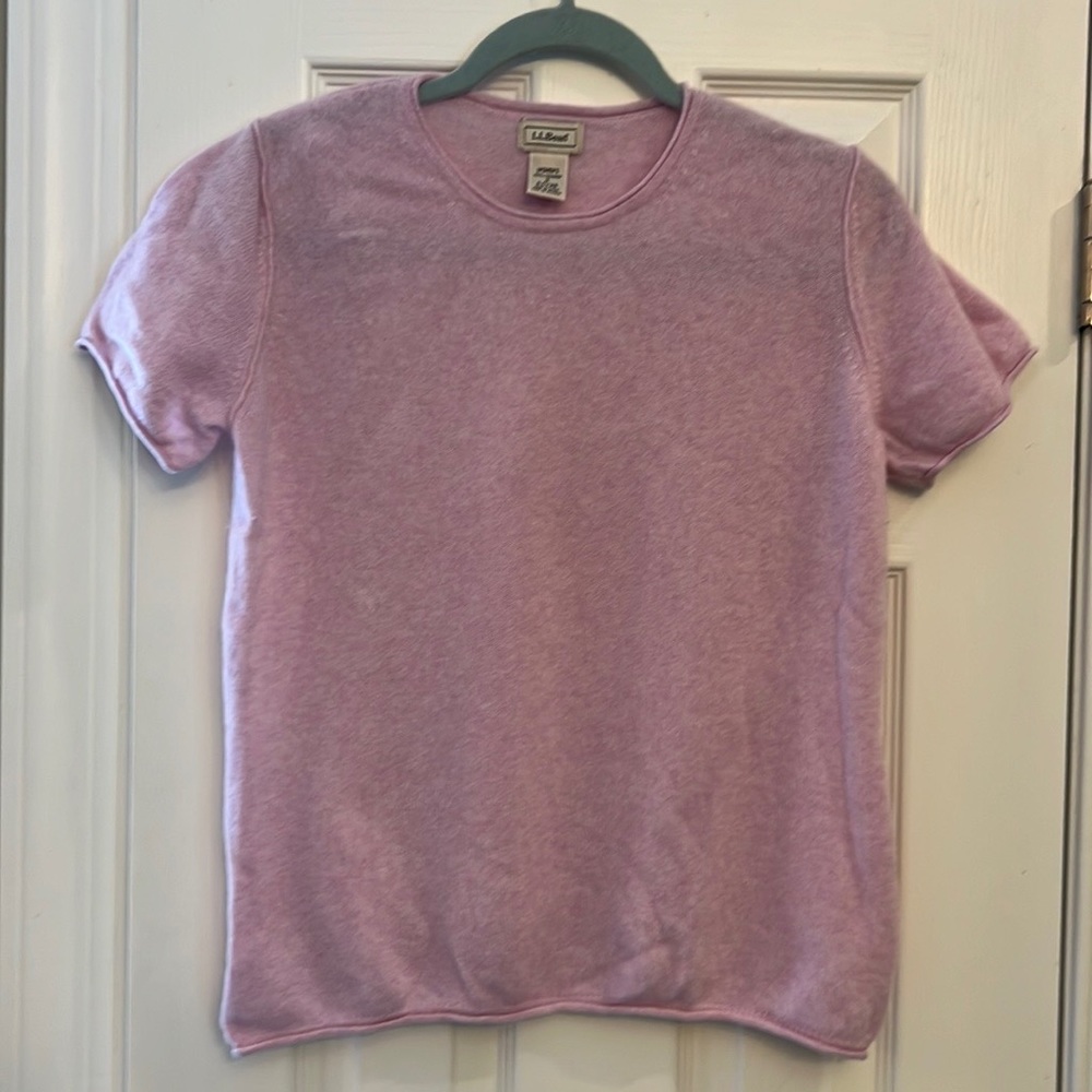 Pink short sleeve cashmere sweater